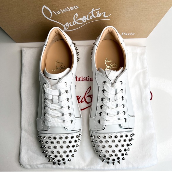Christian Louboutin Vieira Embellished Leather Spike Sneakers - Picture 9 of 13